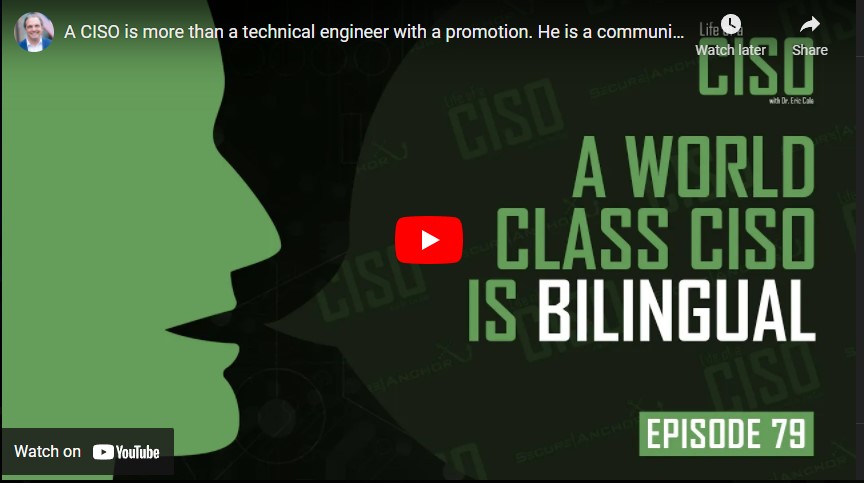 A CISO is more than a technical engineer with a promotion. He is a communicator.